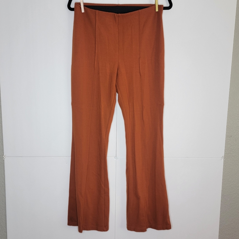 New Day Rust Orange Knit Flare Pants — Size M